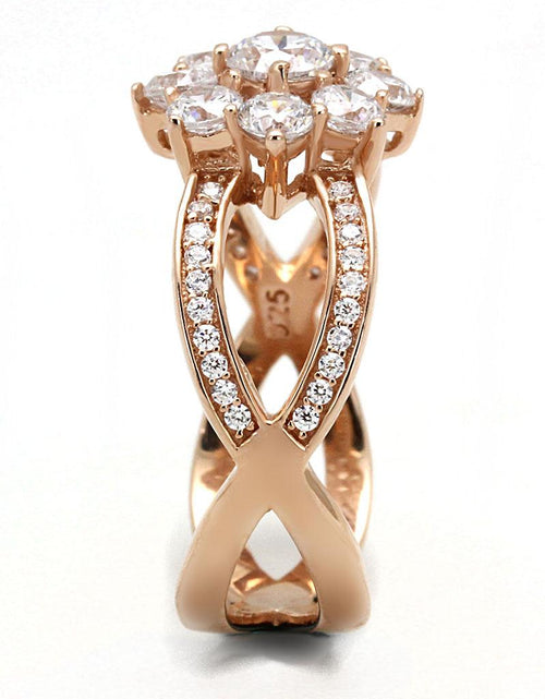 Load image into Gallery viewer, TS586 - Rose Gold 925 Sterling Silver Ring with AAA Grade CZ  in Clear
