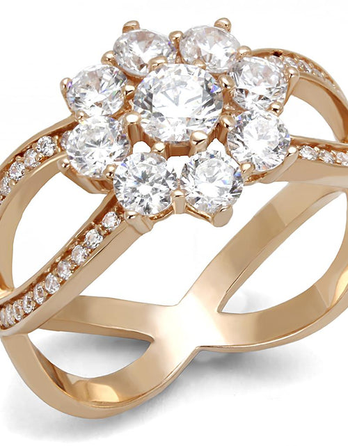 Load image into Gallery viewer, TS586 - Rose Gold 925 Sterling Silver Ring with AAA Grade CZ  in Clear