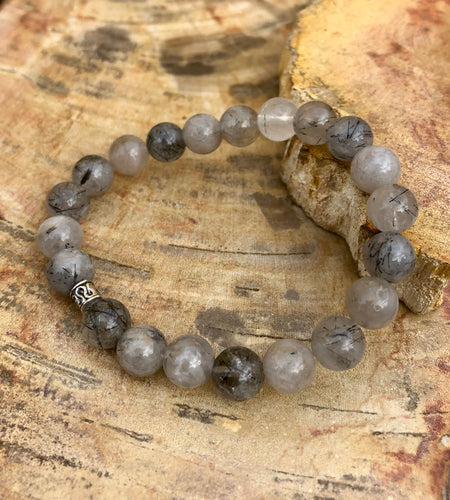 Black Tourmaline Quartz Stretch Bracelet! Natural Crystals & Handmade!